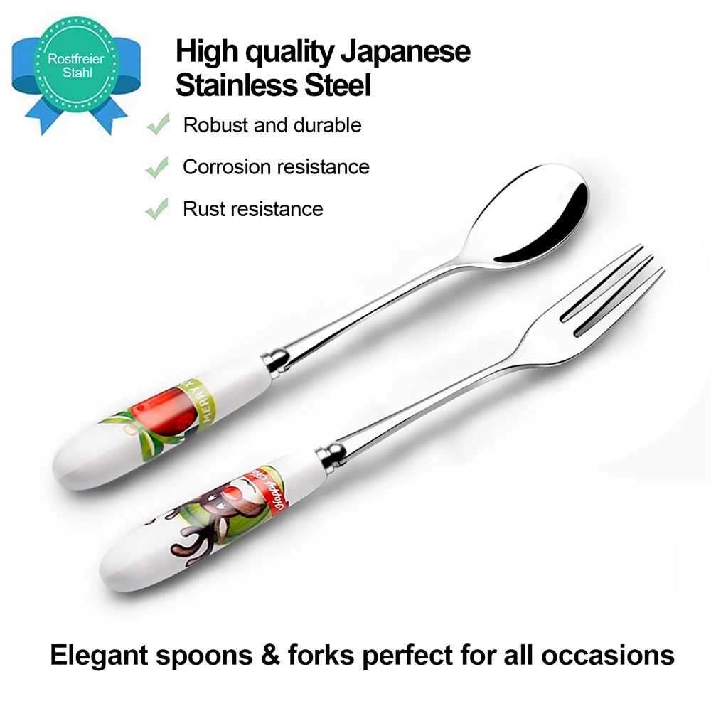 12 шт. набор десертов керамический столовый набор из вилок ложка набор ручка из нержавеющей стали десерт Кофе Чай Торт Кондитерские столовые приборы Рождество