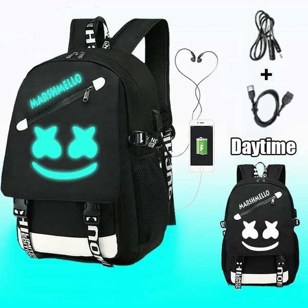 

Luminous Student Backpack /Mochila Marshmallow / Teenage Rucksack School Bag Usb Charging Laptop Anti Theft Bag
