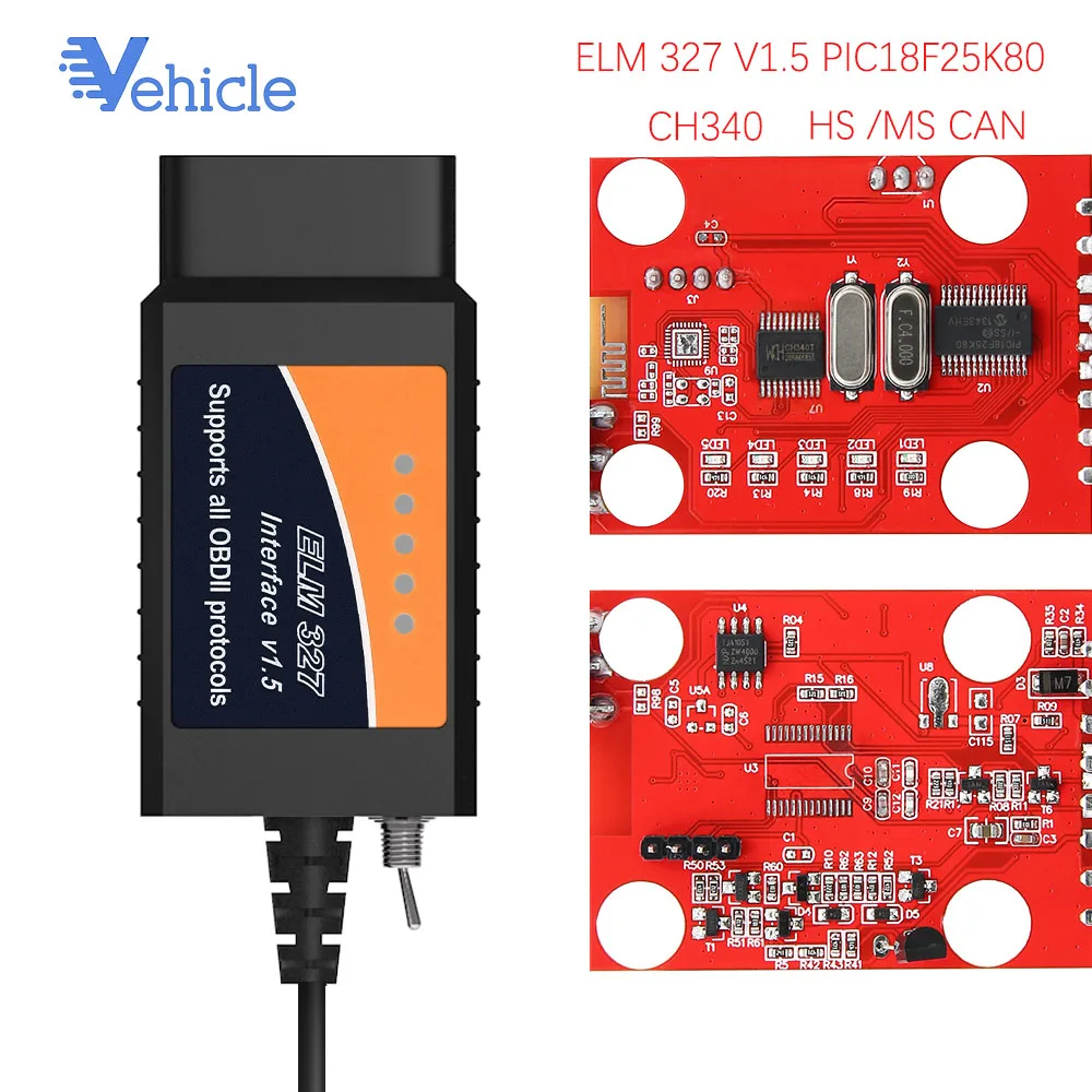 USB сканер OBD2 для диагностики автомобиля автомобильный инструмент ELM 327 HS CAN / MS