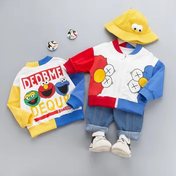 

Children Suits 2020 Autumn Kids Clothes Toddler Boys Clothing Set 1 2 3 4 Year Cartoon Letter Zipper Coat+pants 2Pcs/set Outfit