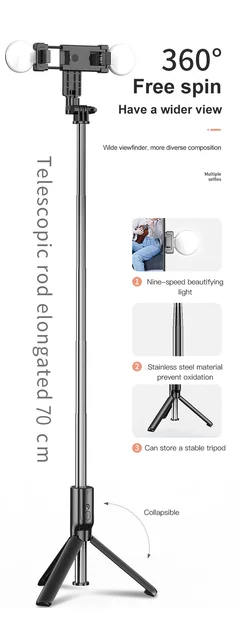 Mini Selfie Stick Led Fill Light Bluetooth Tripode Para Movil Lamp Phone  Stand Portabl Con Luz Palo Extensible Video Stojak - AliExpress