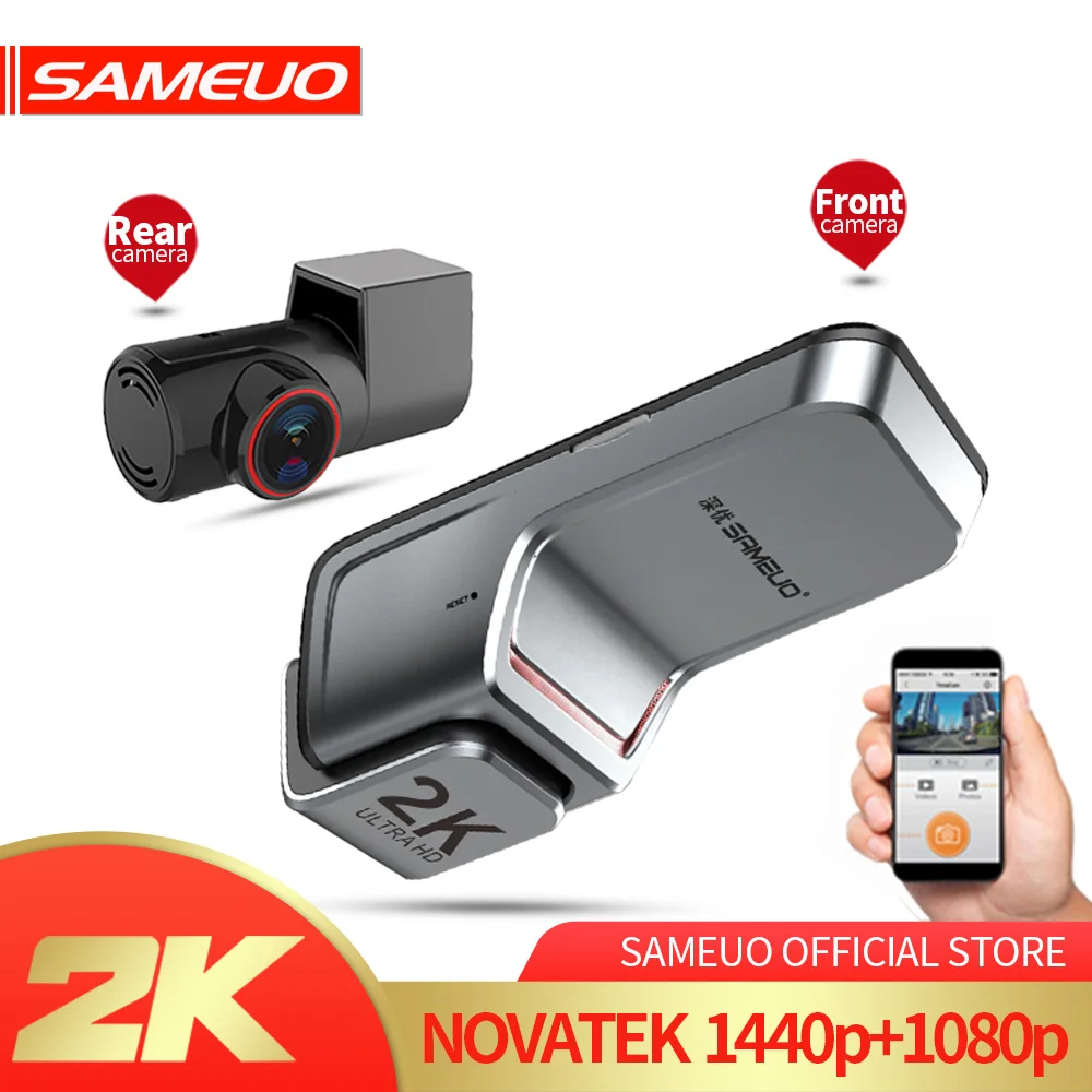Sameuo U1000 dash camera dual front and rear wifi Car DVR night vision voice recorder app loop Recording dash cam 1080P for Cars