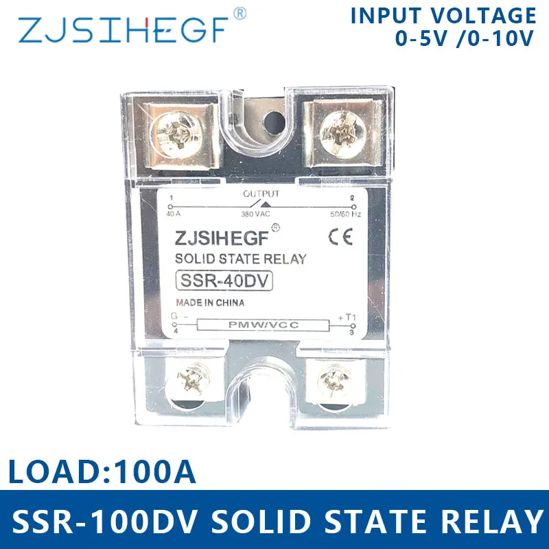 

100A-SSR Input 0-5V/0-10VDC output Single Phase SSR Solid State Relay SSR-100DV Voltage Regulator with switching power supply