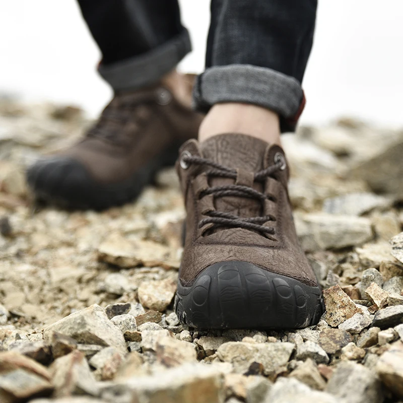 Походы обувь кроссовки без шнуровки Открытый Кемпинг трек Спорт Мужчины альпинистская обувь из натуральной кожи повседневная обувь