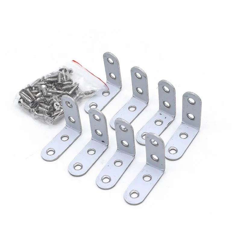 

8pcs L Corner Brace Fitting Screws Hardware Accessories Fastening Woodworking Furniture Table Shelf Bracket Holder