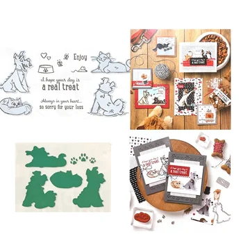 

New 2020 3D Metal Cutting Dies and Scrapbooking For Paper Making Dogs Cats Embossing Frame Card With Clear Stamps Stampin Up Set