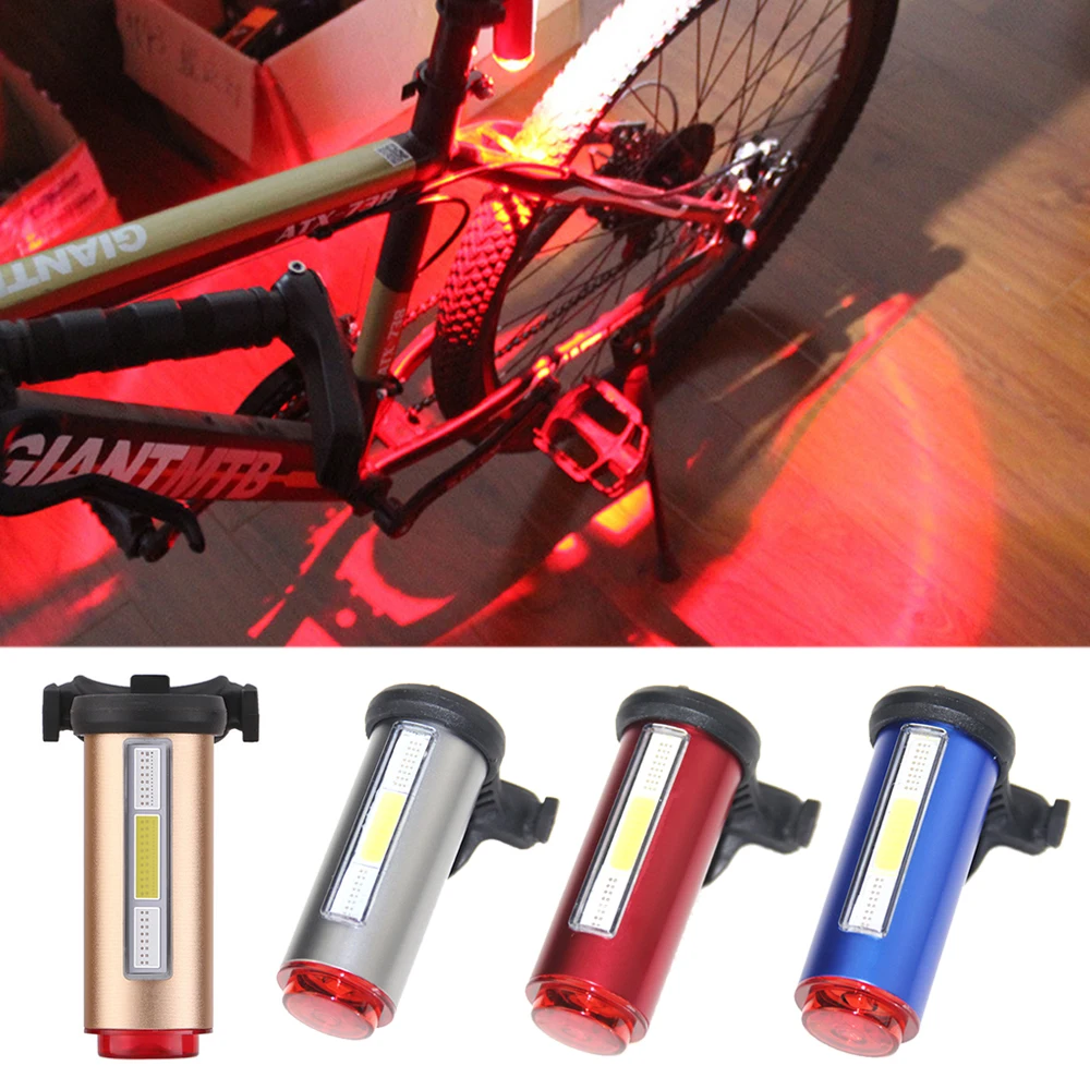 Cheap 3 Colors In 1 LED Bicycle Tail Light Lamp COB Visual Night Riding Warning Bike Rear Lantern 100LM 850aAH Rechargeable Taillight 12