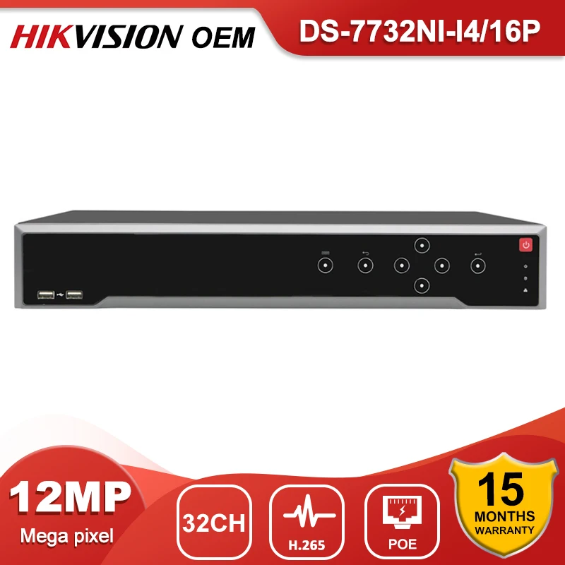 Hikvision OEM NVR 12MP 32CH 4K POE DS-7732NI-I4/16 P 16 Порты 4 SATA Сетевой Видео Регистраторы Поддержка