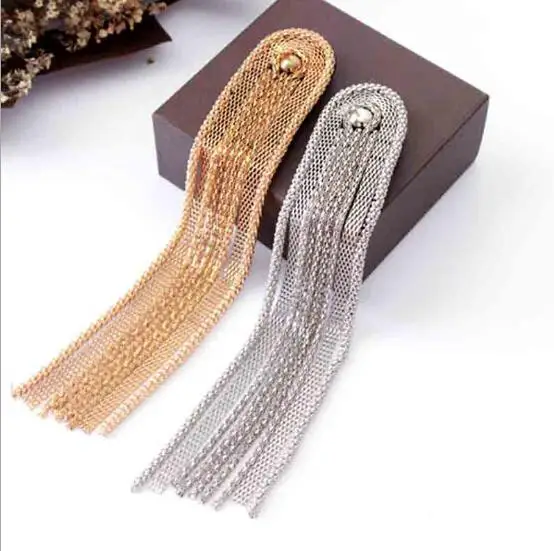 20pcs/10pairs Handmade Long Chain Tassel Epaulette Gold/Silver Suit Shoulder Strap Fringed Shoulder Strap Epaulet Stage Jewelry