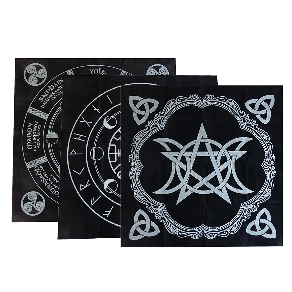 49 Cm Cover Accessories Astrology Mysterious Prints Triple Tarot Tablecloth Pagan Altar Anti-fouling Pentagram Board Game