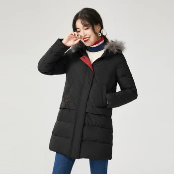 

Women White Duck Winter Down Coat Hooded Puffer Jacket Warm Parka Veste Femme G1100001 YY1560