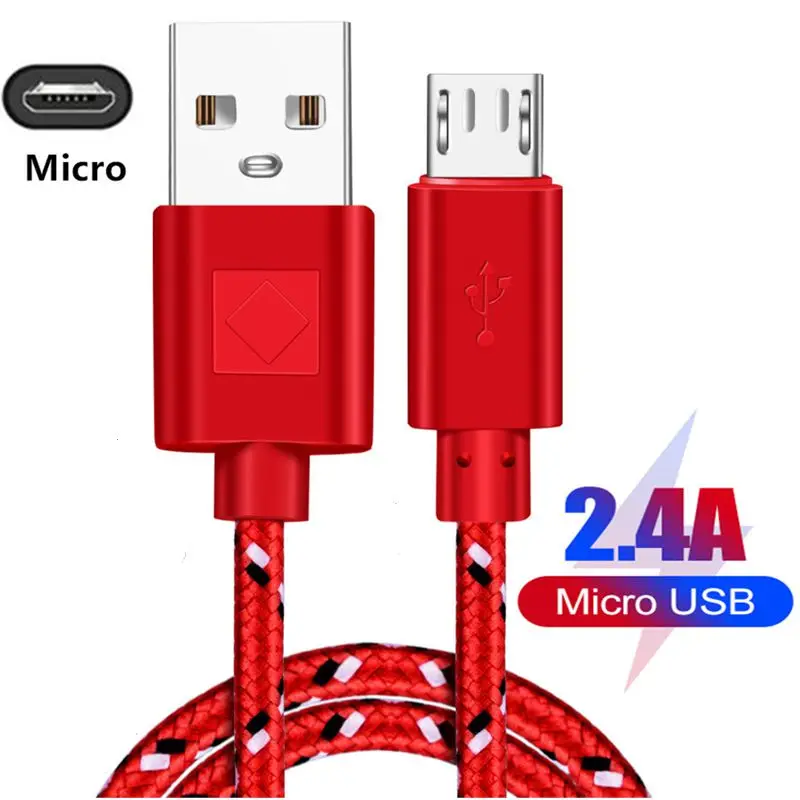Micro USB кабель, нейлоновый USB кабель, 1 м, 2 м, 3 м, для samsung S7, S6, 2,4 А, быстрая зарядка, для huawei, для Xiaomi, кабели для планшетов