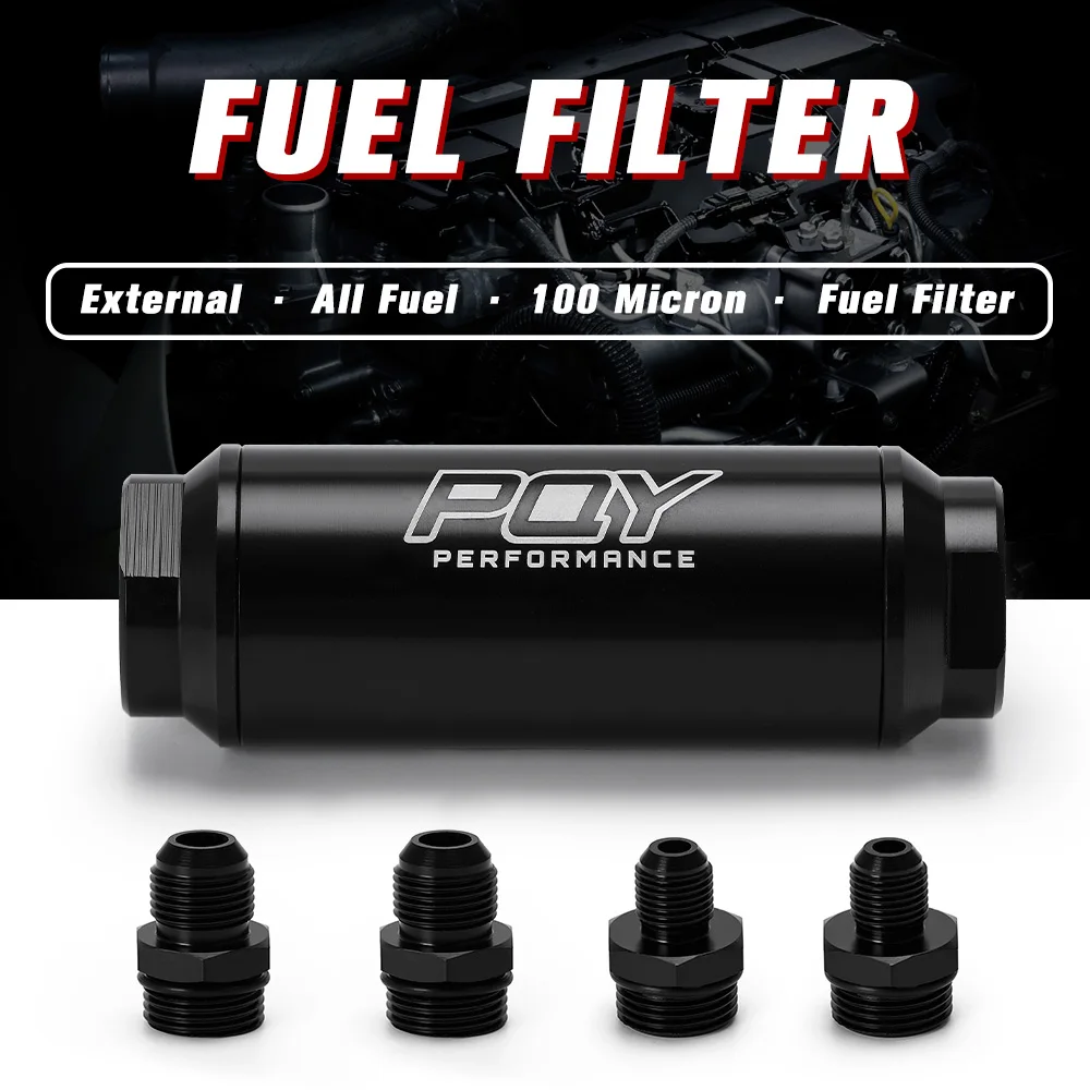 Fuel filter with 2pcs AN6 and 2pcs AN8 adaptor fittings 100micron steel element WLR5565