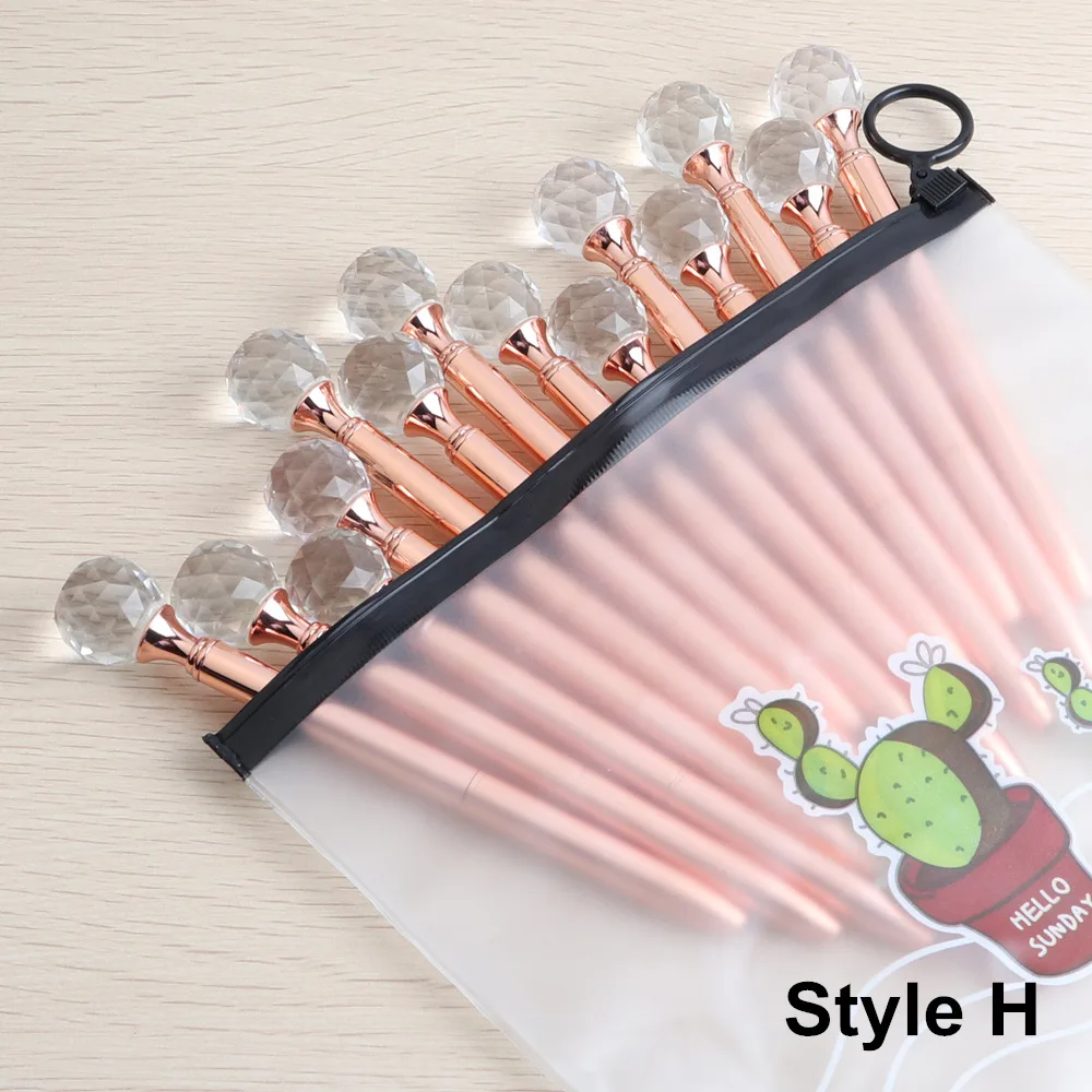 14PCS Styles H GENKKY розовое золото Подарочная шариковая ручка наборы канцтоваров серии Rosegold ручки для школы офисные поставщики ручка рождественские подарки - Цвет: 14PCS Styles H