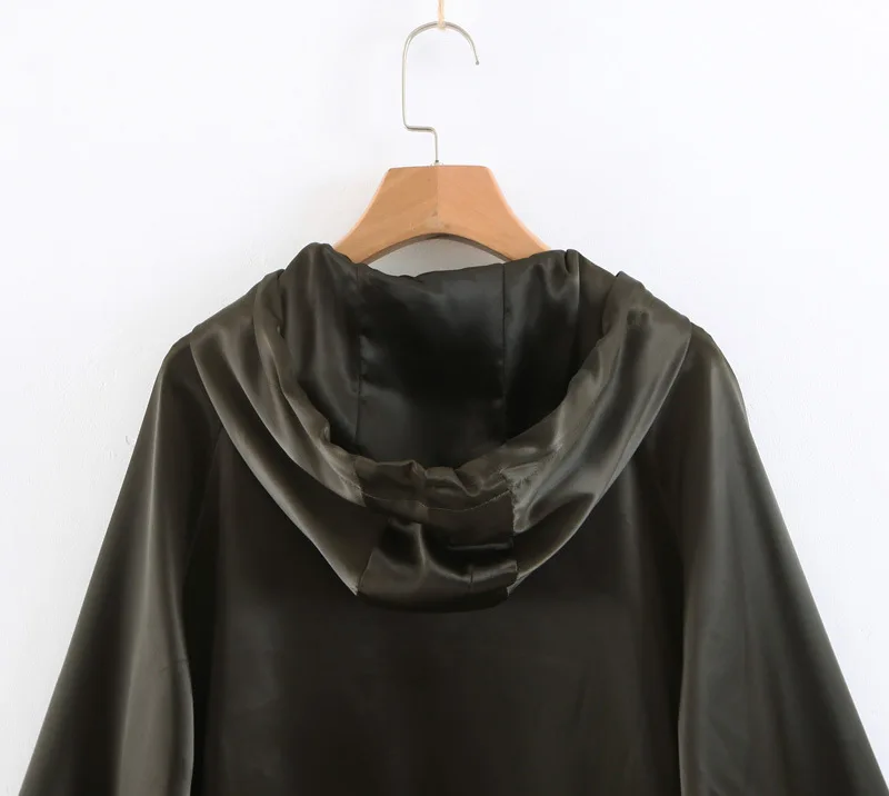 

Pn93 2019 Summer New Style Women's Satin Textured Zipper Jacket