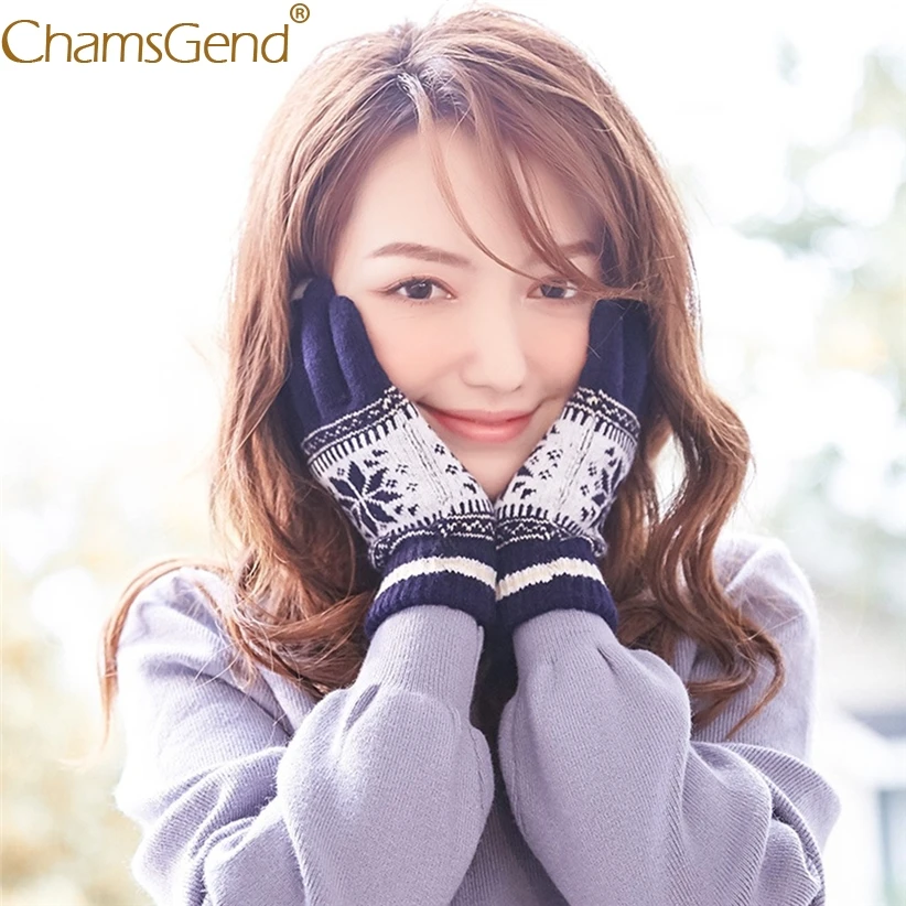 New Women Men Warm Winter Knitted Full Finger Gloves Snowflake Pattern Mittens Girl Female Woolen Gloves Crochet Luvas 910