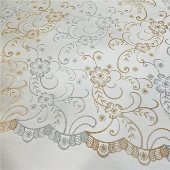 

Gold silvery flocking tulle mesh lace fabric for evening gowns, girls dress making, diy decoration lace fabric 1 yard