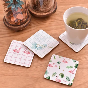 

Plant Printing Wood Coaster Square Cup Pad Heated Mat Coffee Tea Drink Coasters Brand Mat Round Wooden Pad Desk Decor 1pc