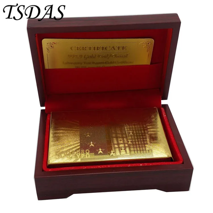 Позолоченная игральная карта 24K 999 9 евро 500 в красивой красной коробке покерная