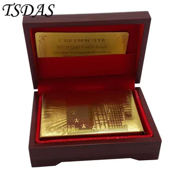 

24K 999.9 Gold Plated Playing Card Euro 500 In Nice Red Box Poker Deck 99.9% Golden Foil Playing Cards Hot Sale In 2019