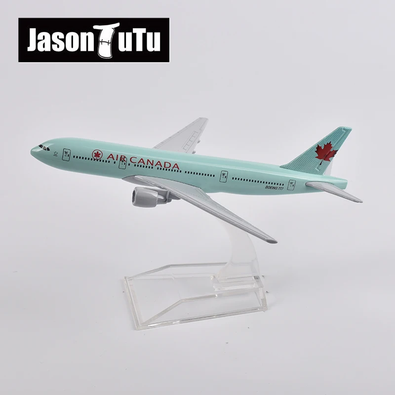 JASON TUTU 16cm Air Canada Boeing 777 Plane Model Aircraft Diecast Metal 1/400 Scale Airplane Model Gift Collection american airlines b777 airplane diecast model 6 inches 1 400 metal plane aircraft aeroplane mini moto toys for children