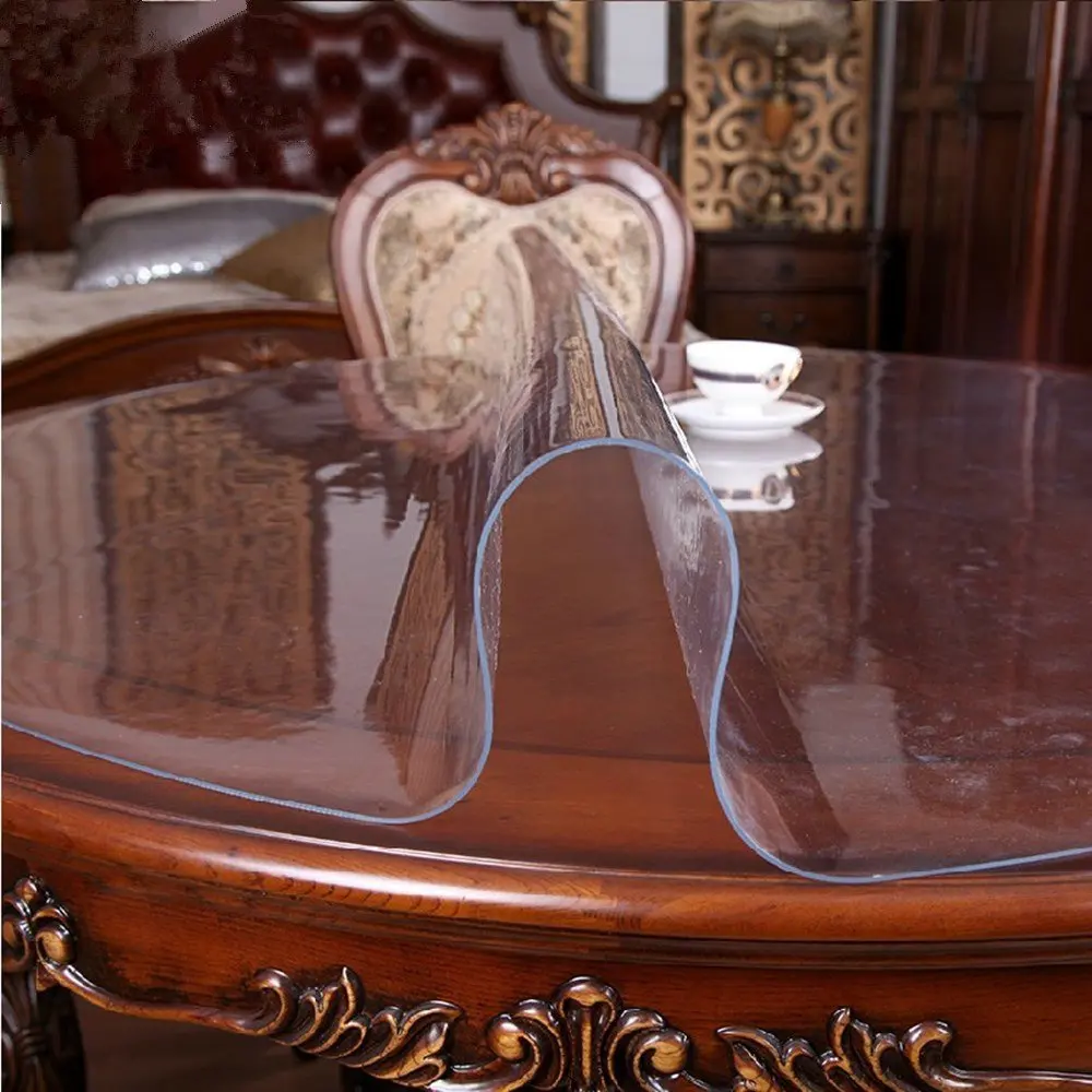  Transparent Waterproof Tablecloth PVC Table Cloth Solid Pattern Oil-proof Tablecloth Glass Soft Clo