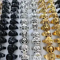 20pcs Skull Ring Punk Vintage Skeleton Rings Mens Womens Styles Mixed Gothic Hiphop Jewelry 2