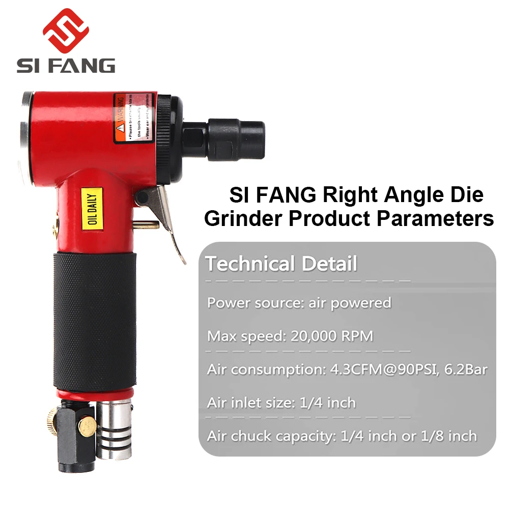 Mini 1/4 inch Air Angle Die Grinder 90 Degree Pneumatic Grinding Machine Cut Off Polisher Mill Engraving Tool Set 20000RPM