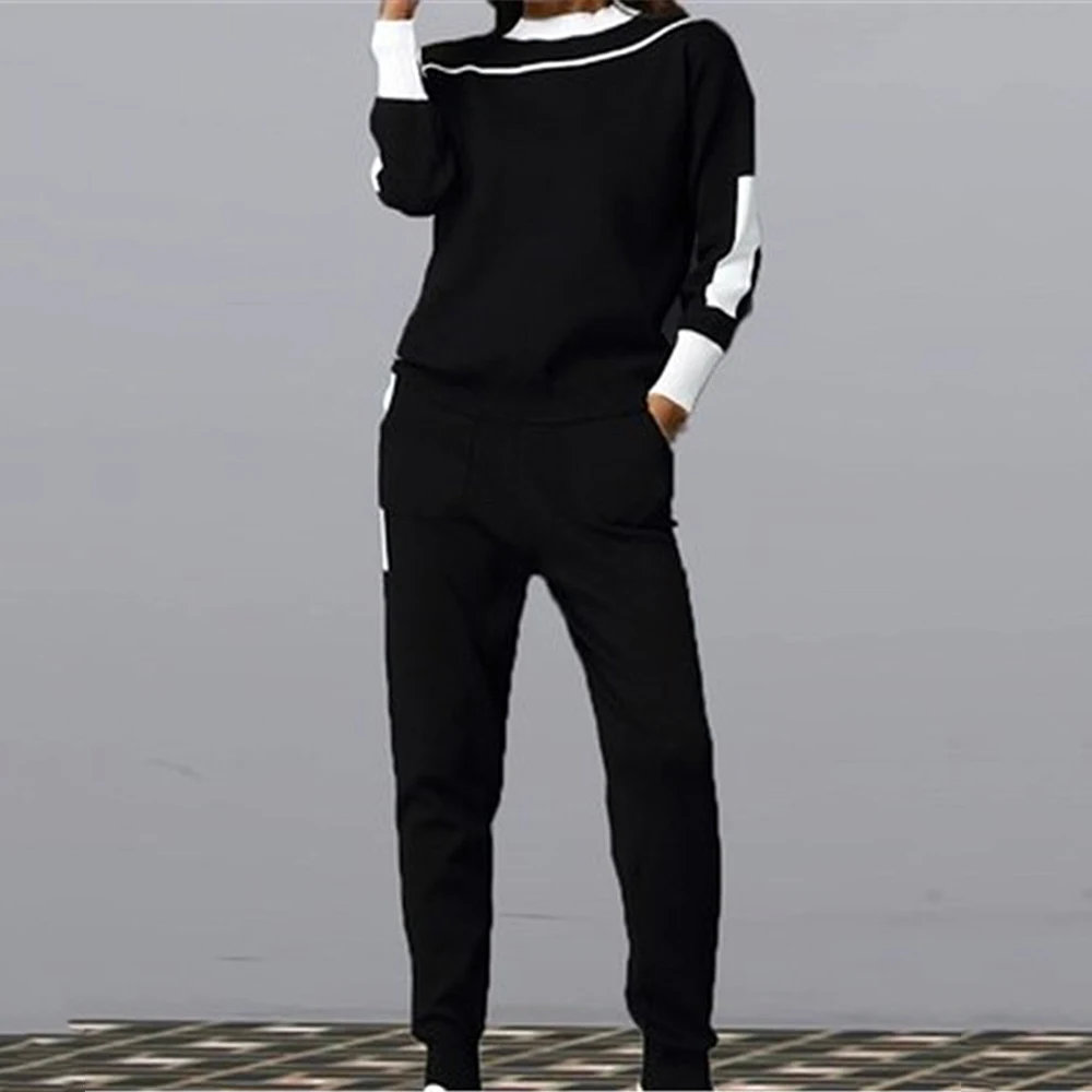 

LOOZYKIT Women Knitted 2 Piece Sets Tracksuit Sweater Sweatshirts Autumn Winter Suit Knit Sporting Suit Sport Jogger Pants Suits