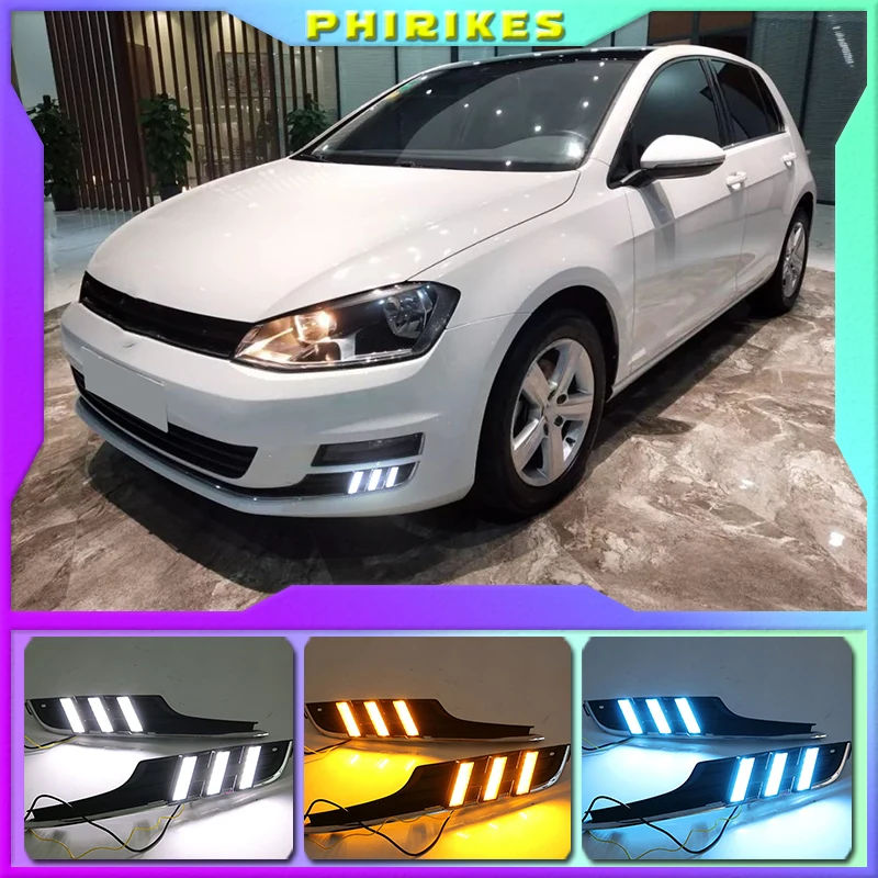 2pcs For Volkswagen Golf 7 Mk7 20132016 Yellow Turn Signal Function