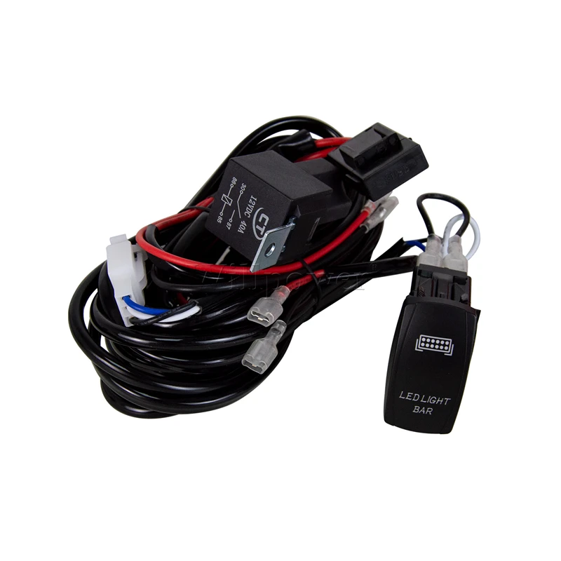 LED Wiring Harness Kit 1 2 4 Lead 12V 40A for Offroad 4x4 Truck SUV Lightbar with Rocker Switch Relay Fuse