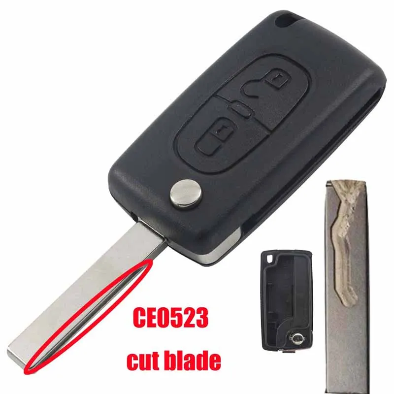 

jingyuqin Cut Blade 2 Buttons Remote Folding Car Key Shell Case Blank Replacement For Peugeot 107 207 307 307 308 407 607 CE0523