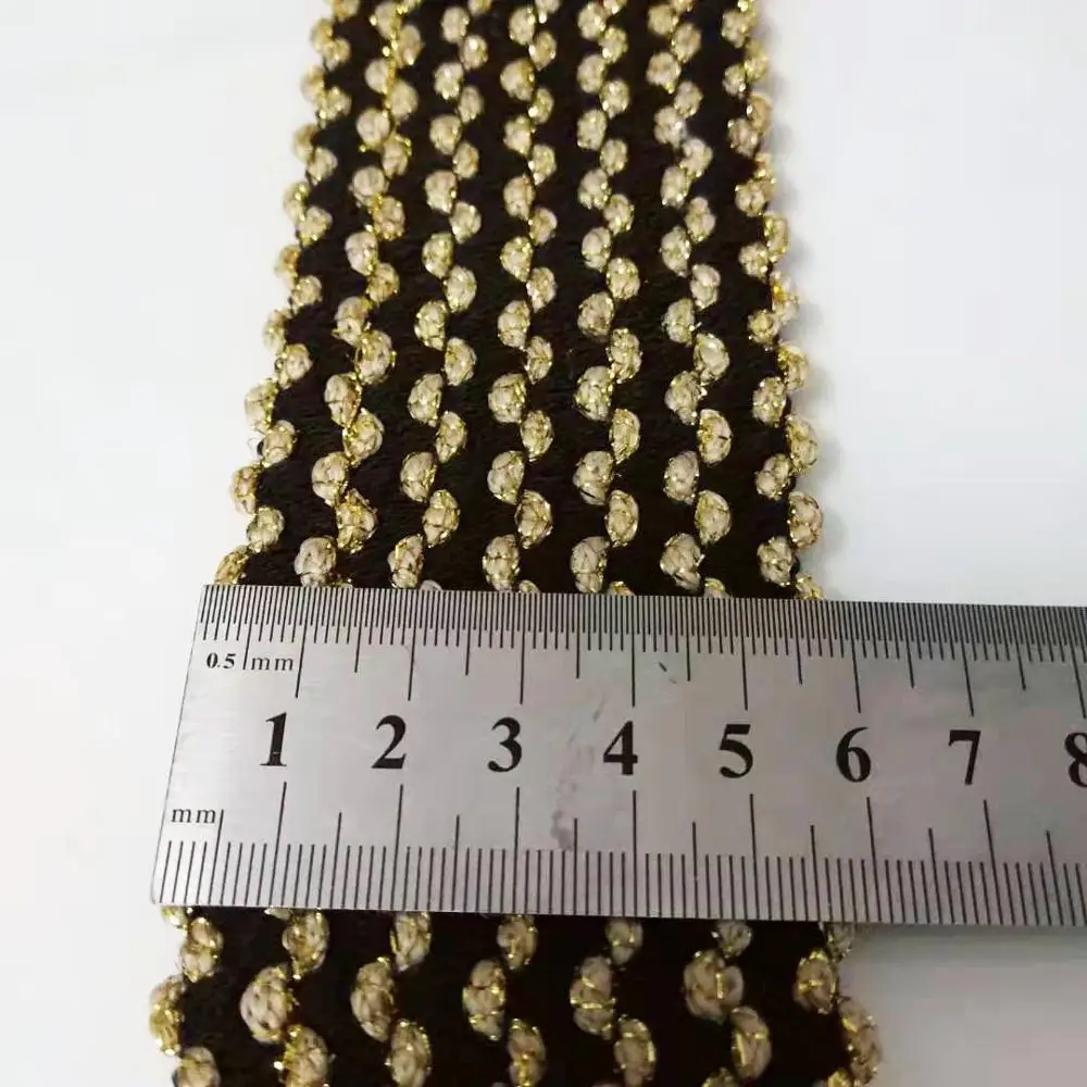Microelastic Webbing Black Gold 6cm Wide Sewing Lace 1 Yards Saudi Arabia Haberdashery Elastic Soft Waistband Materials