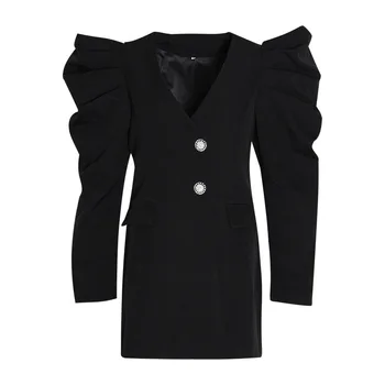 

New temperament deep V sexy hubble bubble sleeve to collect the queen princess fei coat female waist suit