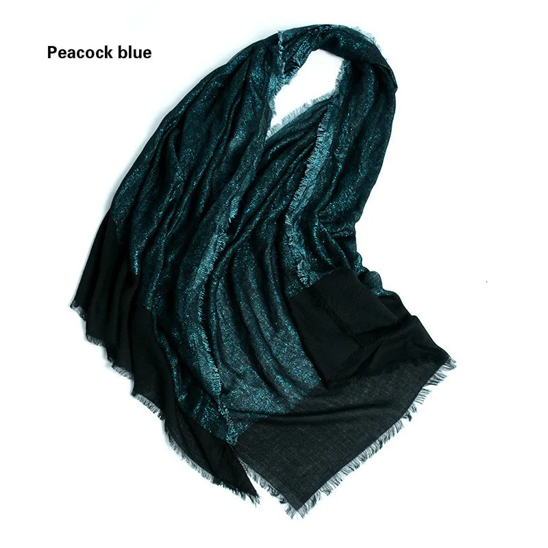 Peacock blue Bufanda Invierno Mujer шерстяной шарф дизайн шали и палантины для женщин Зимняя мода роскошный фуляр Femme пашмины пончо шарфы - Цвет: Peacock blue