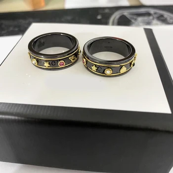 

2020 new black ceramic inlaid silver silk ring men and women same holiday gift jewelry free shipping