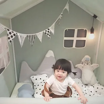 

Baby Bed Bumper Fence Kids Tent Safe Fence for Babies Snow Mountain Shape Crib Bumper Fence Protector Infant Room Decor HM0016
