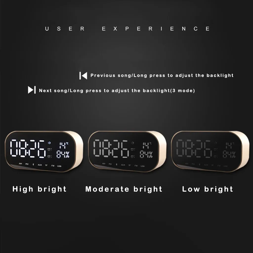 EPULA bluetooth динамик двойной динамик зеркальный bluetooth динамик поддержка FM часы Портативный беспроводной громкий динамик s для телефона
