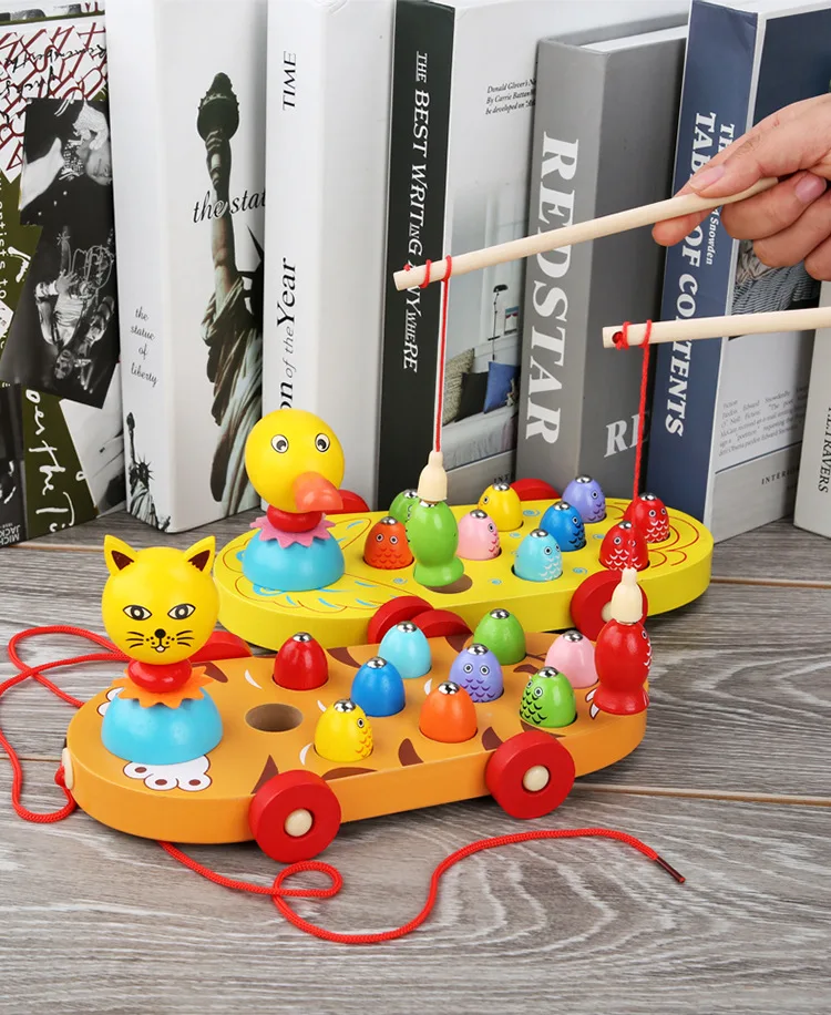 Игра дети котенок Go Рыбалка Procrastination Parenting желтая утка взаимодействие рыболовные игрушки Магнитные