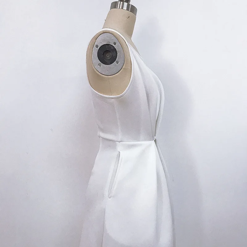 Элегантный Sheatn Спагетти ремни большие белые вечерние платья с карманами на молнии ночной клуб женское платье слинг атласное платье