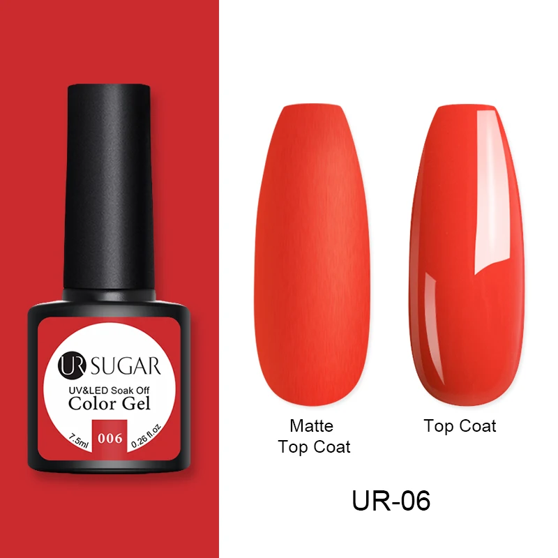 Ur Sugar 7,5 мл матовый УФ-гель для ногтей чистый цвет ногтей матовое верхнее покрытие отмачиваемый Гель-лак для дизайна ногтей маникюрный лак основа DIY - Цвет: 6