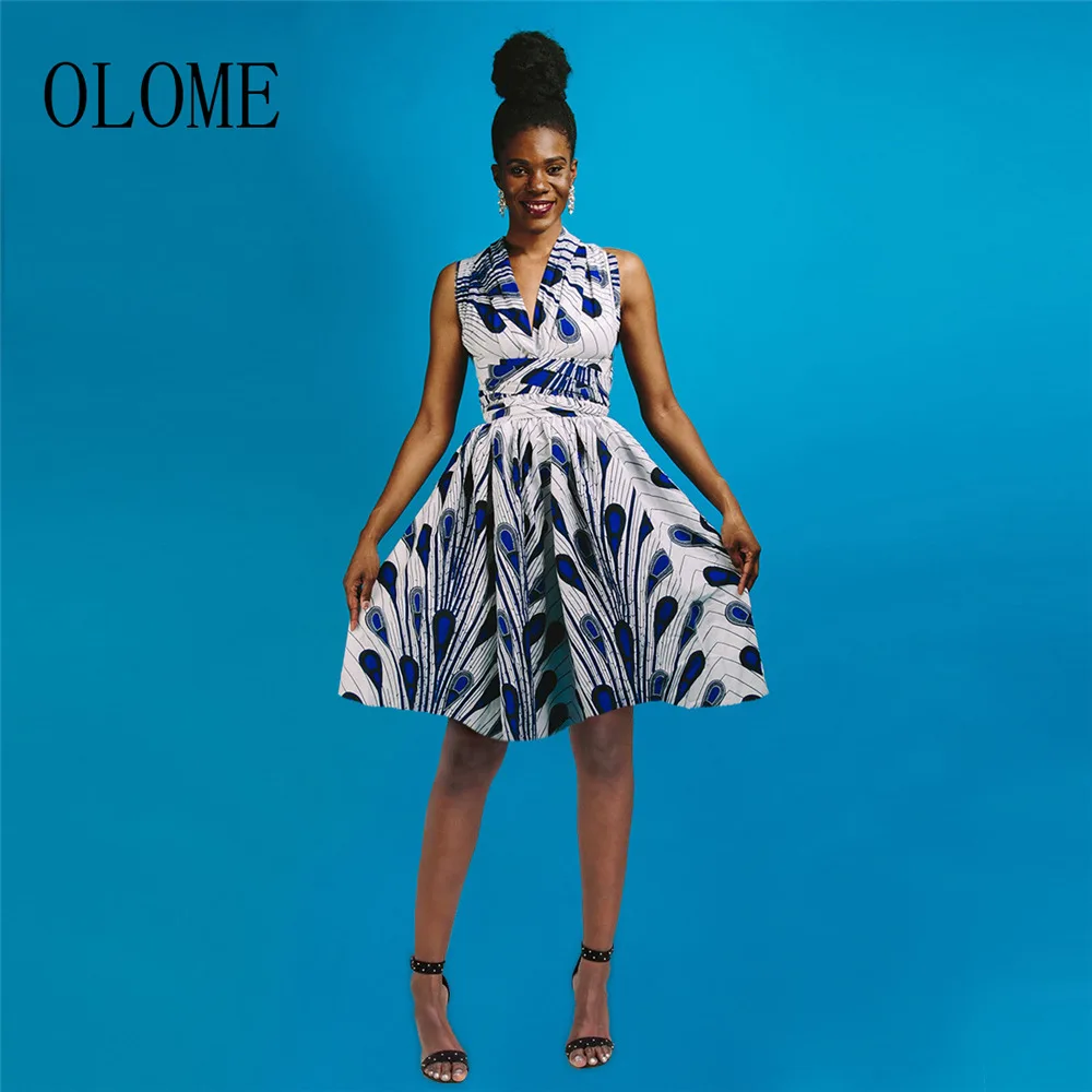 

OLOME New Fashion Women Dress Red Yellow Printing Summer Dresses National Style Women Beach Clothes Ladies Sexy Party Dress