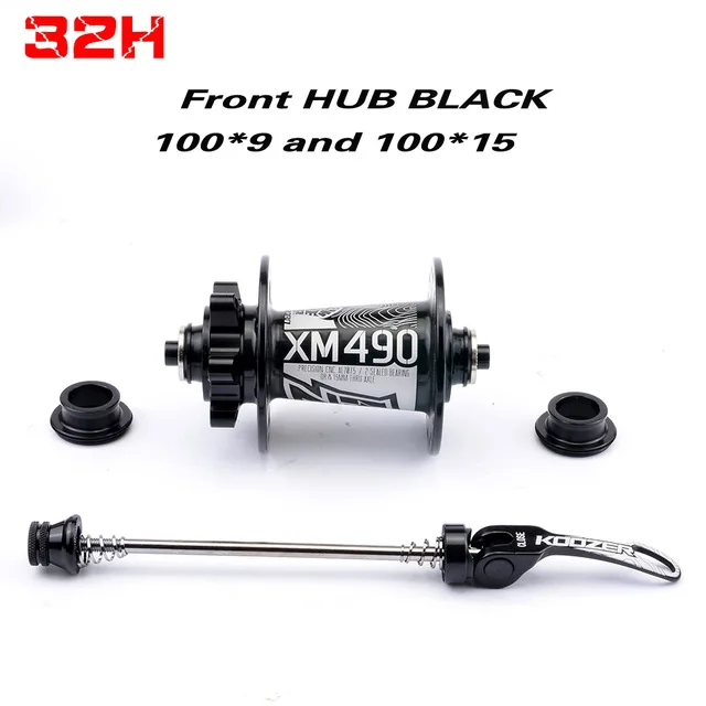 front hub black 32 NEW Koozer Hubs 4 Bearing MTB Mountain Bike Hub Rear 10*135mm QR100*15 12*142mm Thru 28/32/36 Holes Disc Brake Bicycle Hub XM490 - Цвет: front hub black 32