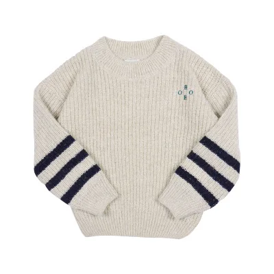 Baratos En existencia BO KIDS 2019 Otoño e Invierno nuevos conjuntos de suéter para niños de cuello redondo con estampado de letras suéter de costura