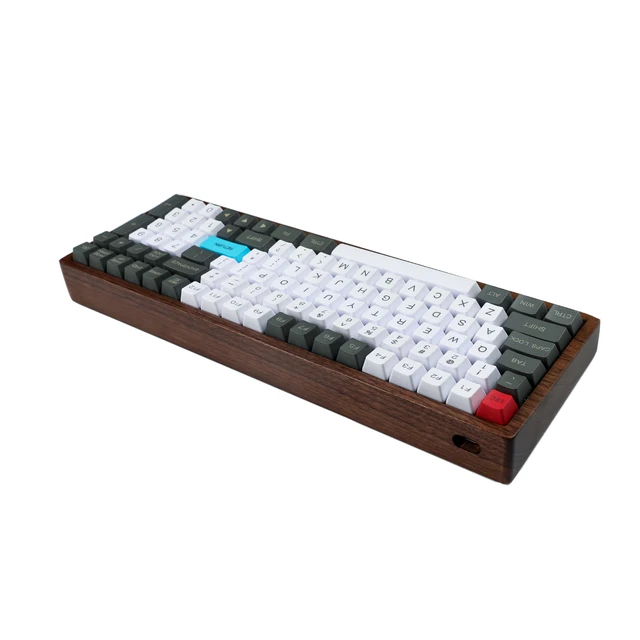 Versatile and customizable mechanical keyboard with wooden case and programmable PCB