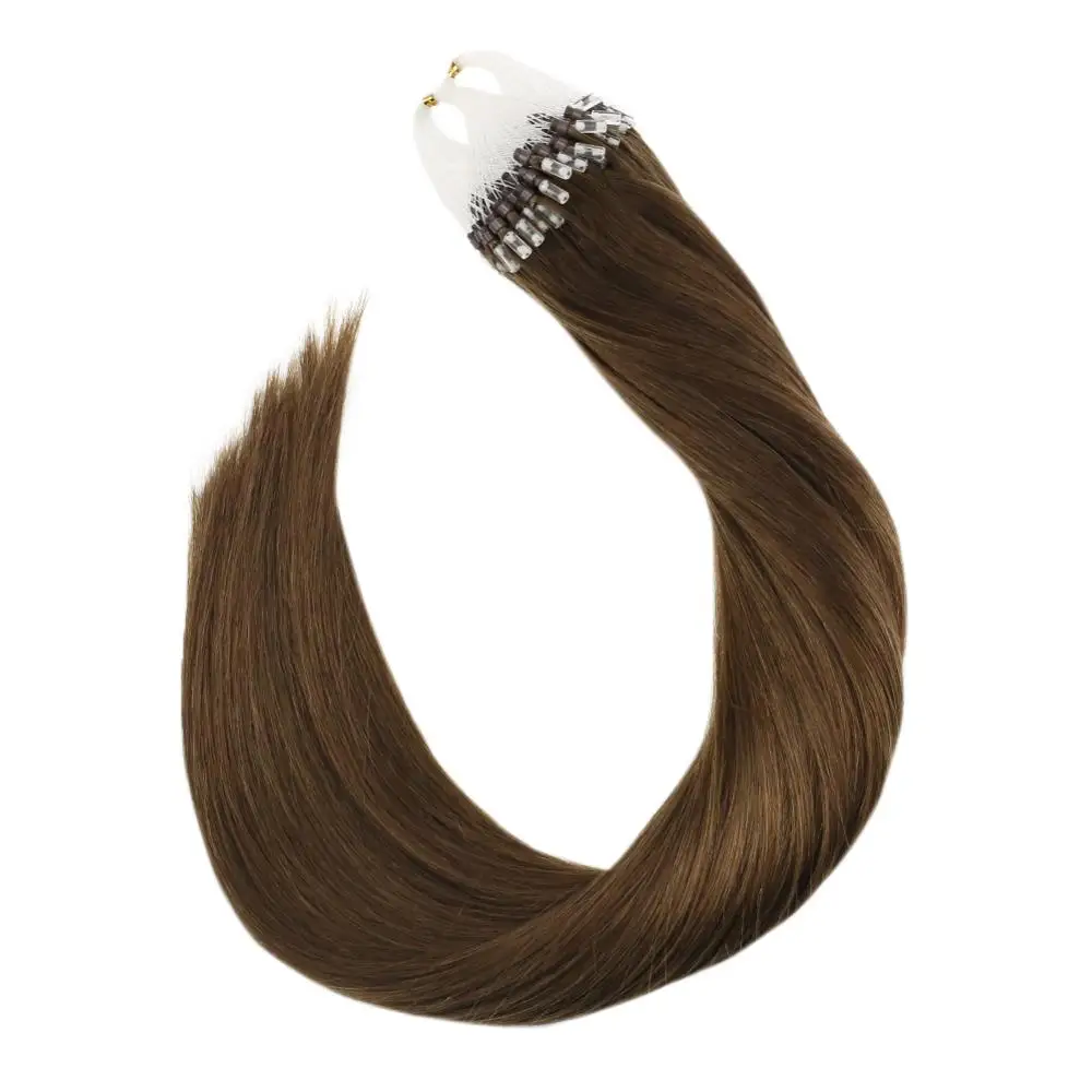 

Micro Link Human Hair Extensions Machine Remy Human Hair 50g/100g 14-24inch Solid Color #8 Brown Hair Micro Bead Hair
