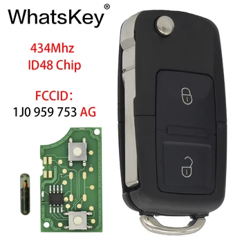 

WhatsKey Remote Car Key 434Mhz ID48 Chip For Volkswagen VW Beetle Bora Passat B5 Golf 1J0 959 753 AG HLO 1J0959753AG