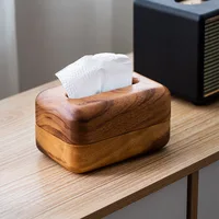 Amgo Acacia Wood Tissue Box Removable Paper Holder Table Napkin Dispenser Bedroom Hotel Home Office Coffee Bar 1