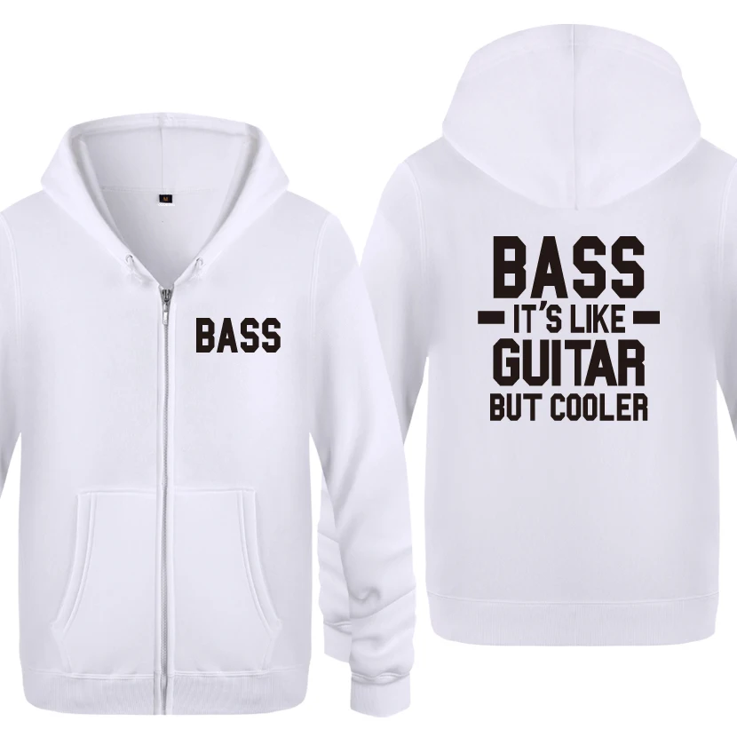 Забавные мужские толстовки с капюшоном BASS It's Like Guitar But Cooler, мужские флисовые кардиганы на молнии, толстовки с капюшоном