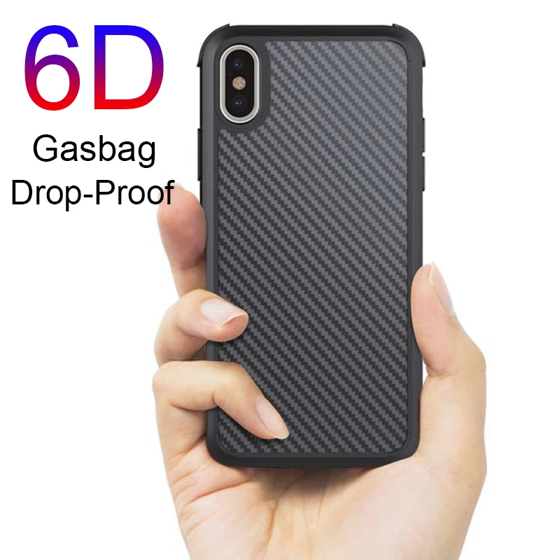 Чехол с защитой от падения 6D для iphone 11 Pro XS MAX X XR 7 8 6 6s Plus Углеволокно защита всего